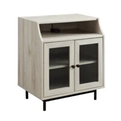 Fluted Glass Double Door Nightstand With USB Port - Saracina Home -Saracina Home Deals Store GUEST f46c2f0e 9c50 4fcb 9918 e3a20ba636f8