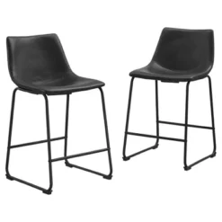 Set Of 2 Laslo Modern Upholstered Faux Leather Counter Height Barstools - Saracina Home -Saracina Home Deals Store GUEST f6f9d7b5 90d5 4e6e a4dd 7067faedcdef