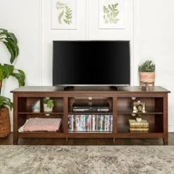 Transitional 6 Cubby Wood Open Storage Wood TV Stand For TVs Up To 80"- Saracina Home -Saracina Home Deals Store GUEST f89b070d c04c 4de6 a143 2ba0bc1fd9f0
