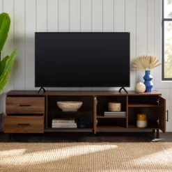 Sana Modern Triple Storage TV Stand For TVs Up To 80" Dark Walnut - Saracina Home -Saracina Home Deals Store GUEST fa65be07 dd72 4823 b878 62fc4cd53535